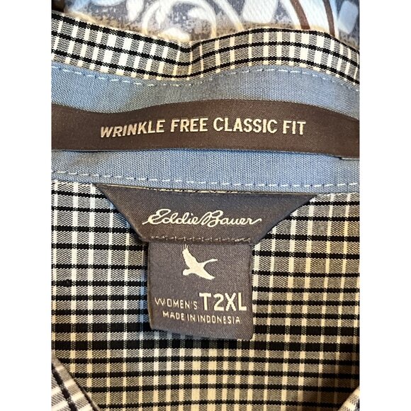 Eddie Bauer Womens Gray Plaid Button-Down Shirt T2XL - Picture 8 of 12